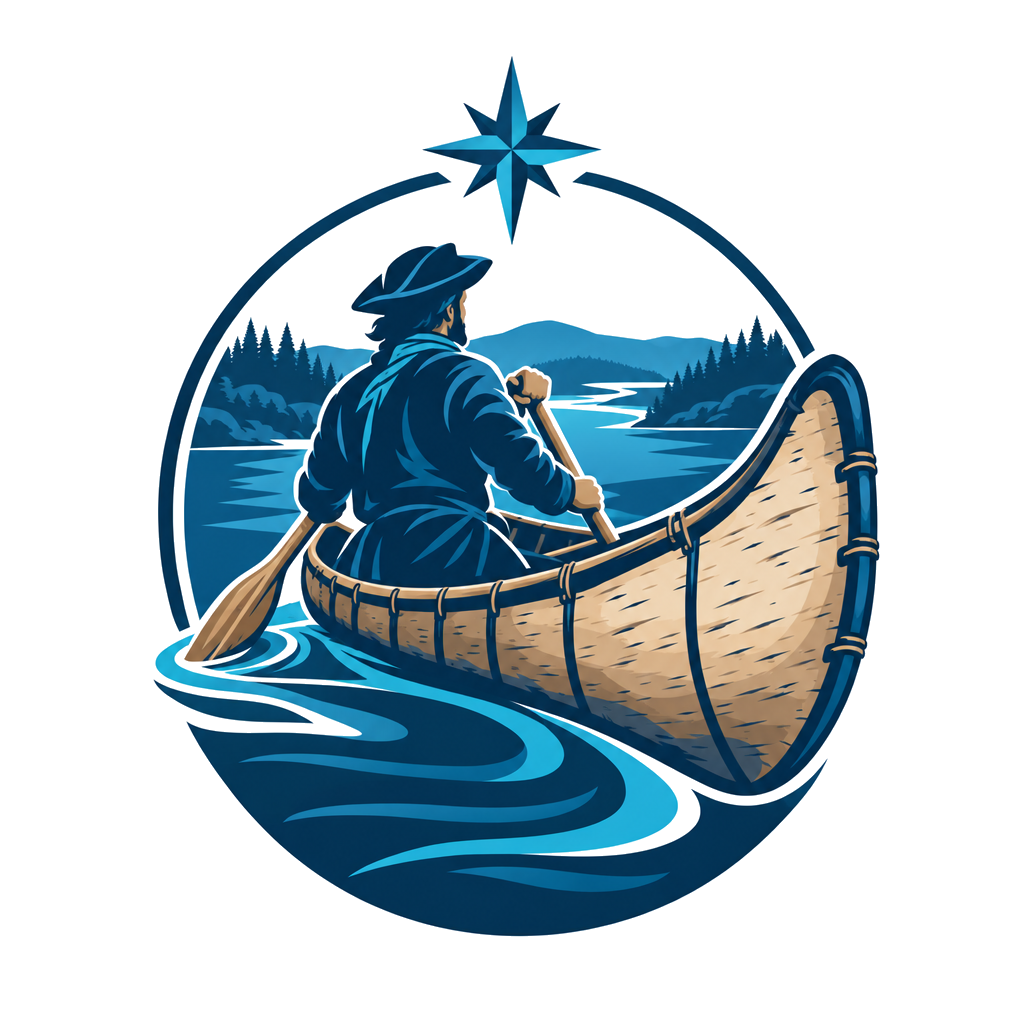 Voyageur canoe crossing the water